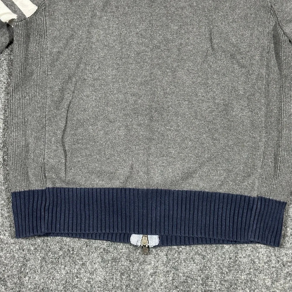 Tommy Hilfiger Mens Gray Navy Blue Full Zip Mock Neck Cotton‎ Knit Sweater Small